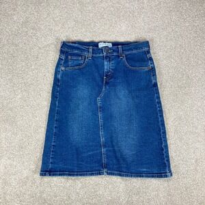 Levi Strauss Signature Denim Skirt Womens 10 Blue Stretch A-Line Classic Modest